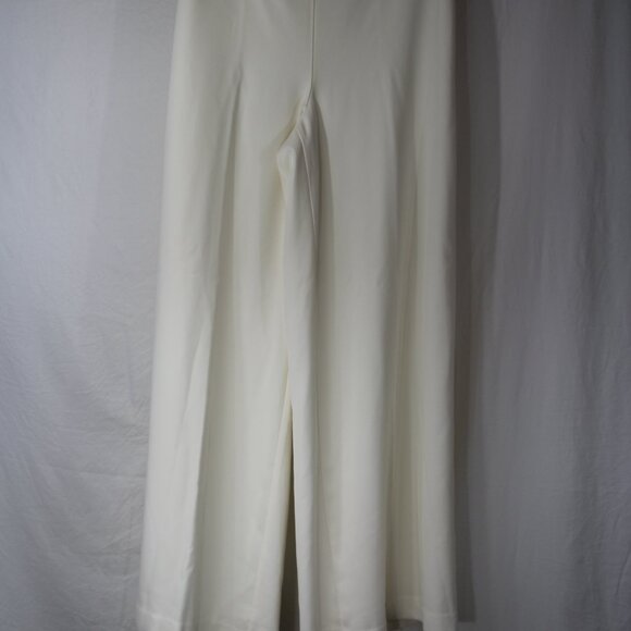 Ann Taylor Women's Cream Wide Leg Pants Size 8 Side Zip Trousers Business Casual - Picture 10 of 16